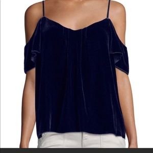 Joie cold shoulder velvet top black S
